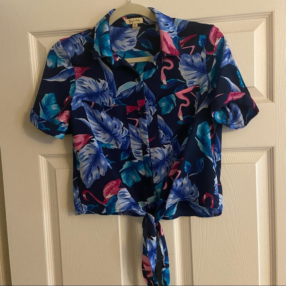 Flamingo sheer blouse